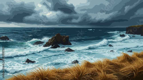 Storm over the coastline
