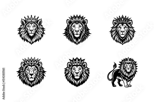 lion and crown vector silhouette