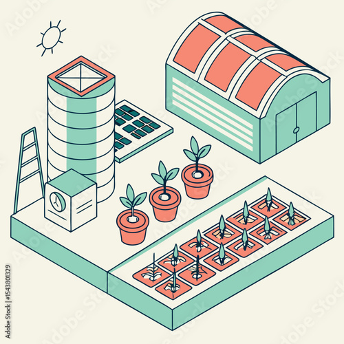 vector illustration of a factory building