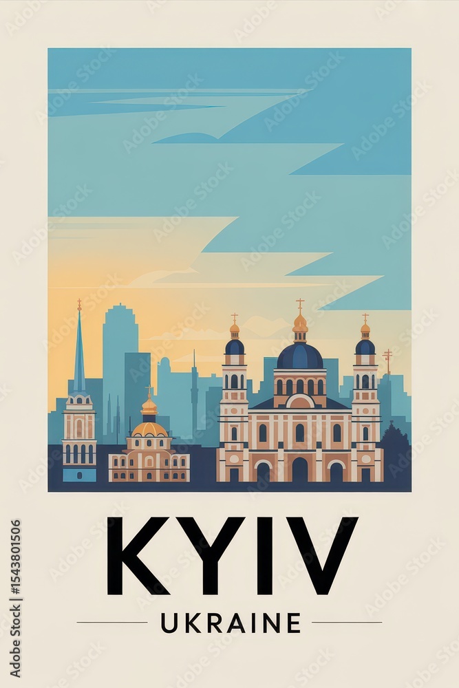Obraz premium Kyiv Ukraine Travel Poster 