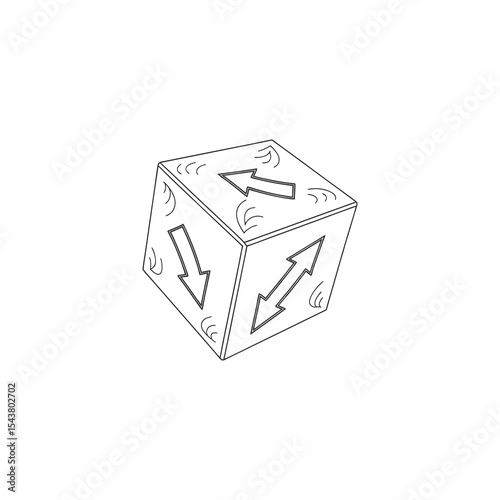 Wireless signal cube icon with opposing arrows