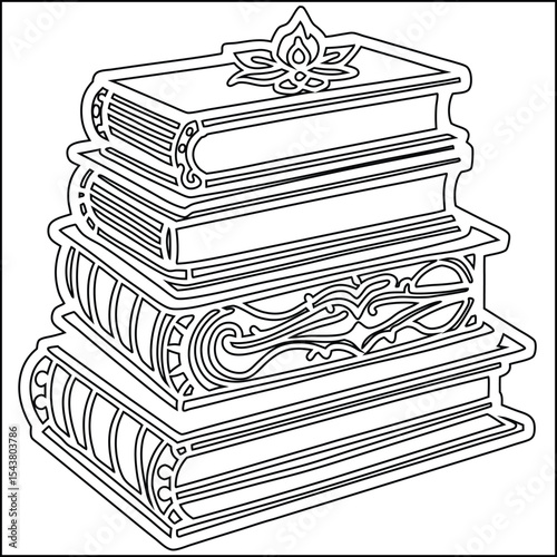 Vintage stack of old books illustration