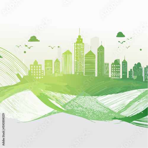 city and abstract dot point , big data connection technology concept, vibrant color hues
