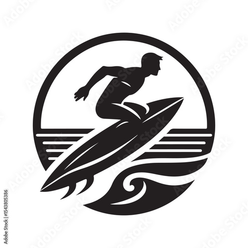 surfer vector silhouette clip art logo design illustration