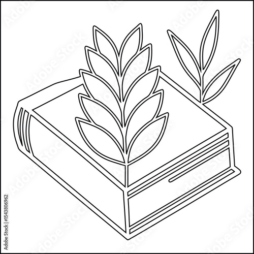 Minimalist line art book and plant design
