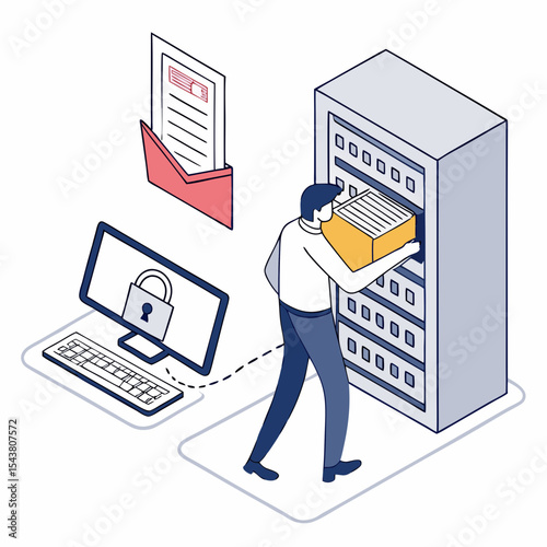 Secure data storage and server management illustration