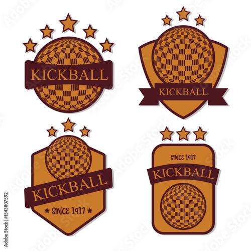 kickball logo badges design vector flat isolated illustration