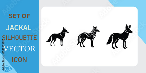 Set Of Jackal Silhouette Vector Icon Image Collection