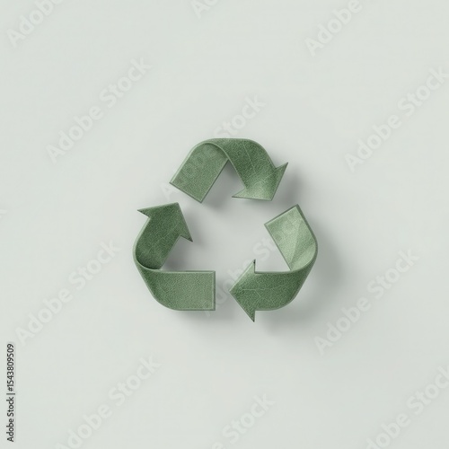 Three green textured arrows form a recycling symbol on a light background, symbolizing sustainability and eco-friendliness.