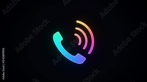 Vibrant phone icon with sound waves on a dark background, symbolizing communication and connectivity
