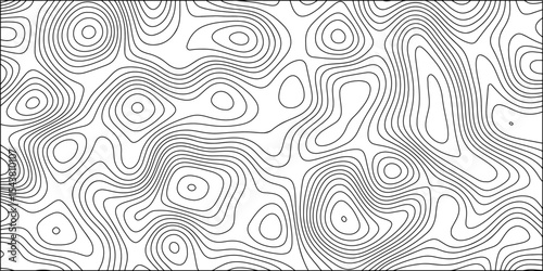 Abstract Black and white background vector, topographic contours map background. Wave Line topography map contour. Terrain lines, with varying line and featuring organic pattern