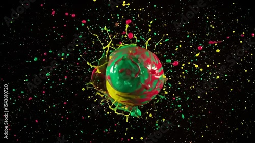 Vibrant splash of color creating a dynamic abstract representation of a planet in space