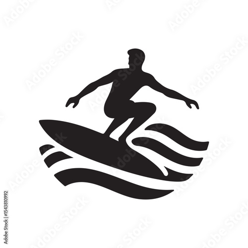 surfer vector silhouette clip art logo design illustration