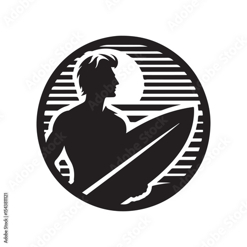 surfer vector silhouette clip art logo design illustration
