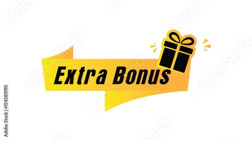 Yellow Extra Bonus Tag with Gift Icon, Promotional Tag Label Isolated on White Background.