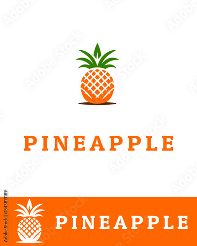 A vibrant pineapple logo featuring a modern, minimalist and clean design, fruit icon