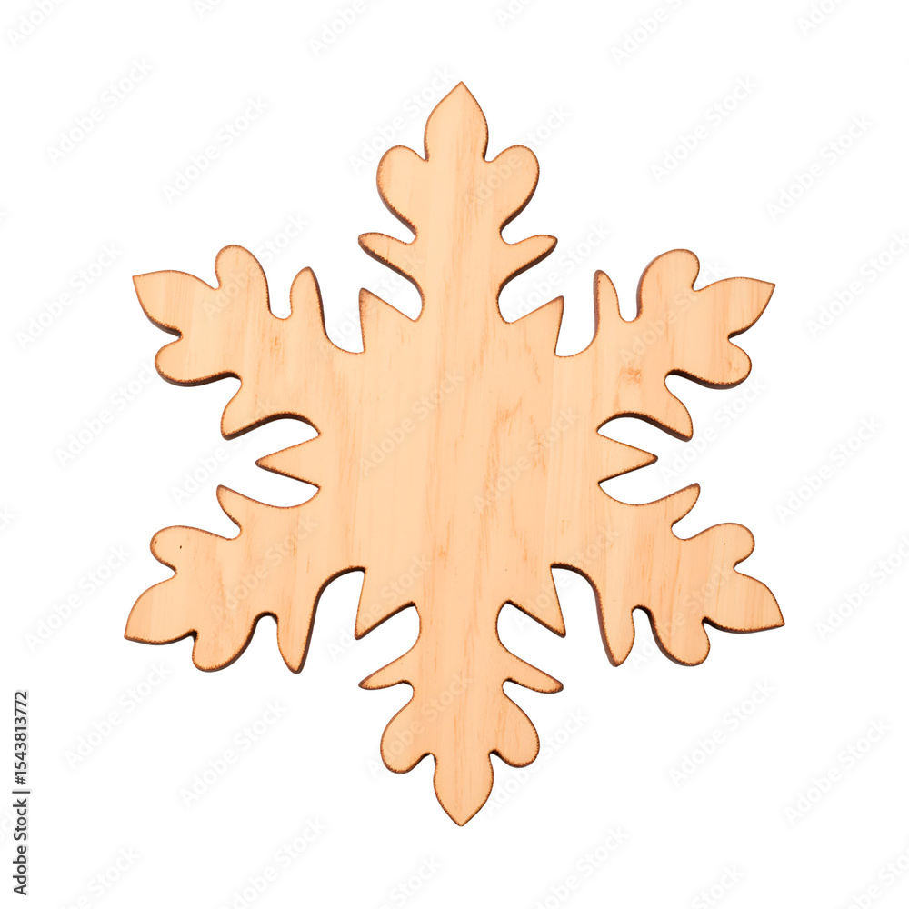 Wooden snowflake decoration with intricate cutout design Isolated on transparent background Wooden snowflake decoration with intricate cutout design Isolated on transparent background