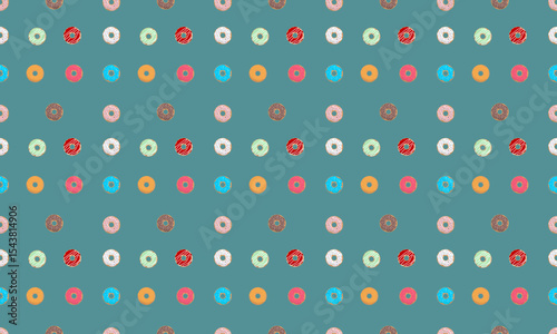 Seamless vector pattern with glazed donuts. Sweet donuts.