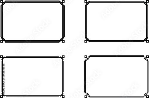 rectangle frame border, decorative vintage frame and border set isolated on transparent background