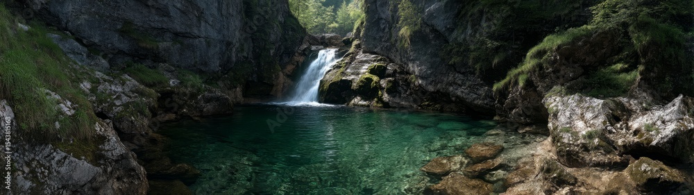 Fototapeta premium 360 degree hdr view of a serene waterfall in nature hdri environment
