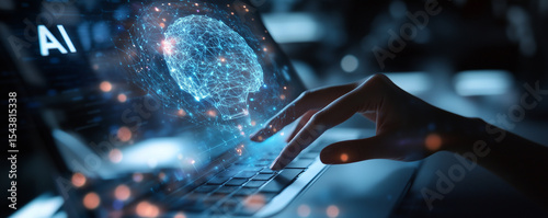 Person using a laptop Ai concept