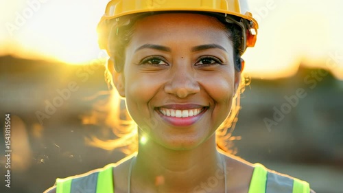 Smiling Asian female supervisor with clipboard on construction site. The Asian female supervisor engages her team with a smile, encouraging open communication and feedback.