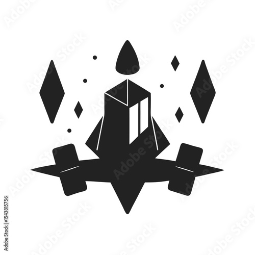 Asteroid Trade Hub Silhouette Illustration