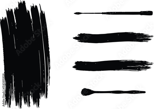 Black brush strokes vector Set of text boxes. Paintbrush collection. Grunge design elements. Dirty texture banners. Set of rectangle shape brush strokes. set on white background 