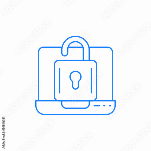 laptop unlocked icon sign vector