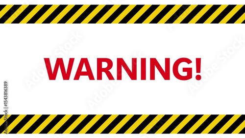 Caution warning border frame with text and yellow and black tape animation video