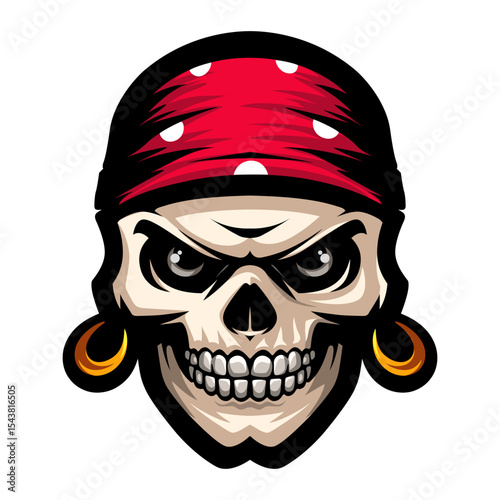 Filibuster skull. Pirate symbol, Jolly Roger. Corsair logo.