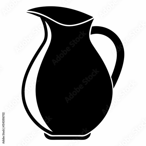 Lemonade jug silhouette vector. Black vase isolated on white.