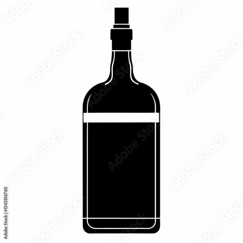 Whisky bottle silhouette. Whisky isolated on white.