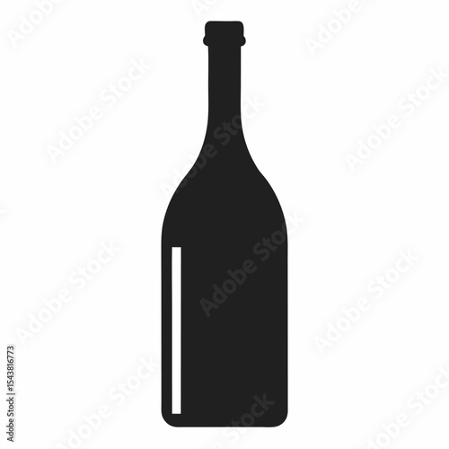 Wine bottle vector illustration. Wine bottle silhouette icon.