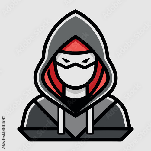 Line art icon of a hacker wearing a hoodie. Ideal for cybersecurity themes, data breach visuals, tech threats, ethical hacking, phishing alerts, and IT security illustrations.