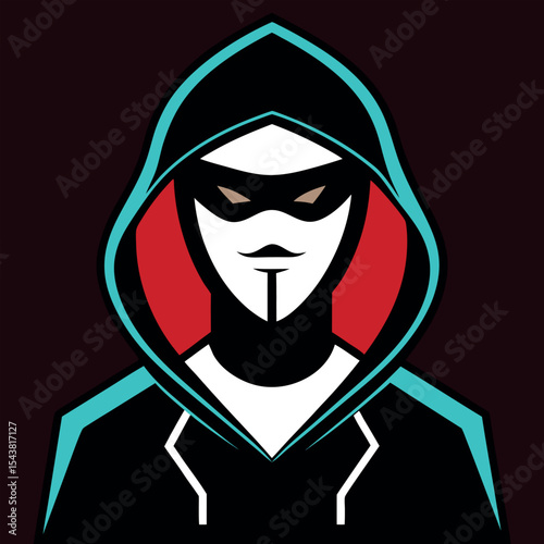 Line art icon of a hacker wearing a hoodie. Ideal for cybersecurity themes, data breach visuals, tech threats, ethical hacking, phishing alerts, and IT security illustrations.