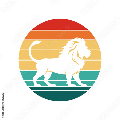 lion silhouette on retro vintage vector art illustration