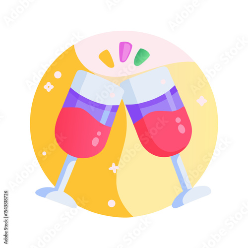 Cheers toast with two glasses Holiday SVG Icon