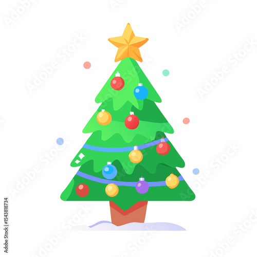 Decorated Christmas tree with star Holiday SVG Icon