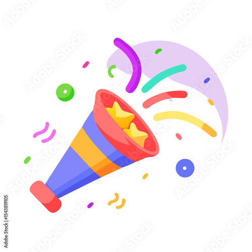 Party horn with confetti Holiday SVG Icon