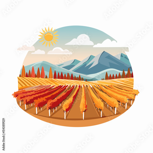 vector colorful vineyard in autumn