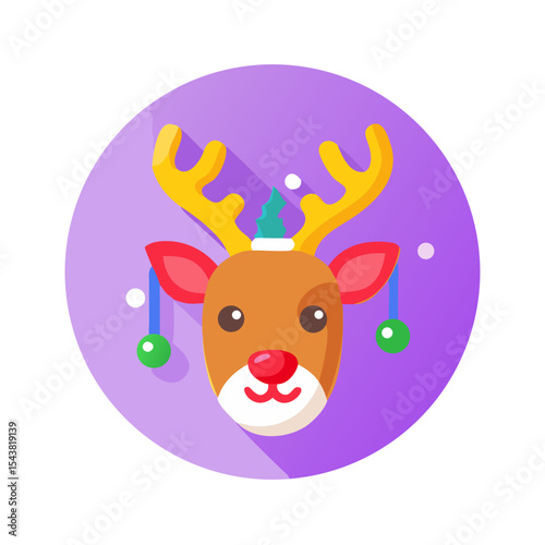 Reindeer head with antlers Holiday SVG Icon