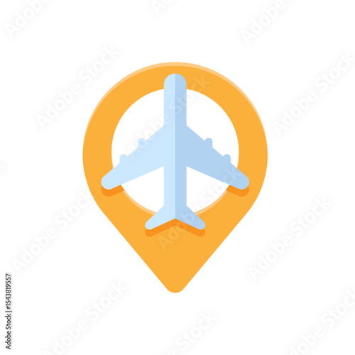 Airport location on map pin design. User interface design for maps and navigation systems for finding airports. Vector illustration.
