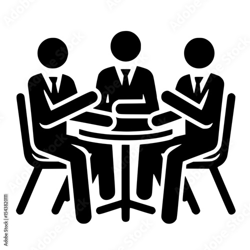 Minimalist Group of Stickmen Discussing Business Silhouette – Black SVG Clipart Icon