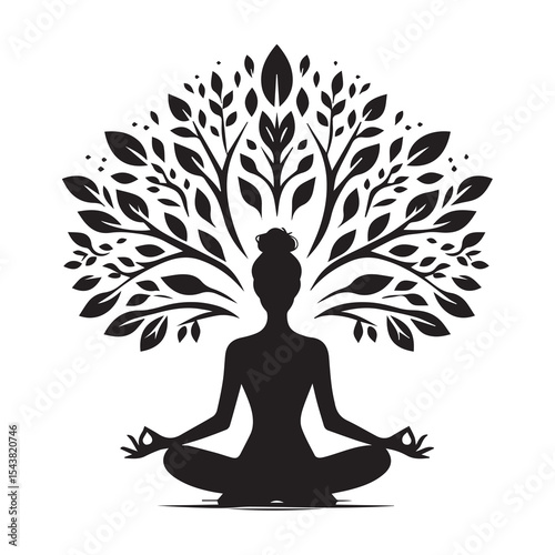Tree of Life Emanating from Meditating Woman
