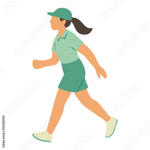 Walking Female Golfer – Confident Sporty Woman Vector Pose
