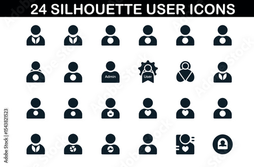 User Silhouettes Pack – 24 Minimal Human Icons Set
