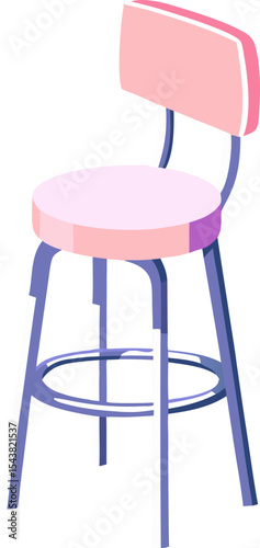 Icon of bar stool in modern design with pastel colors 