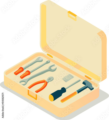 Icon of toolbox with various tools in functional style 