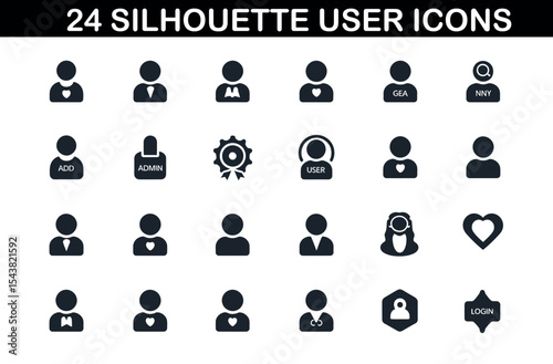 User Silhouettes Pack – 24 Minimal Human Icons Set